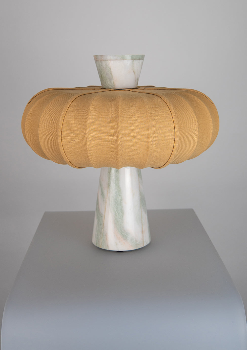 Andorra Table Lamp | Light Ochre Cotton - Caribbean Green Marble