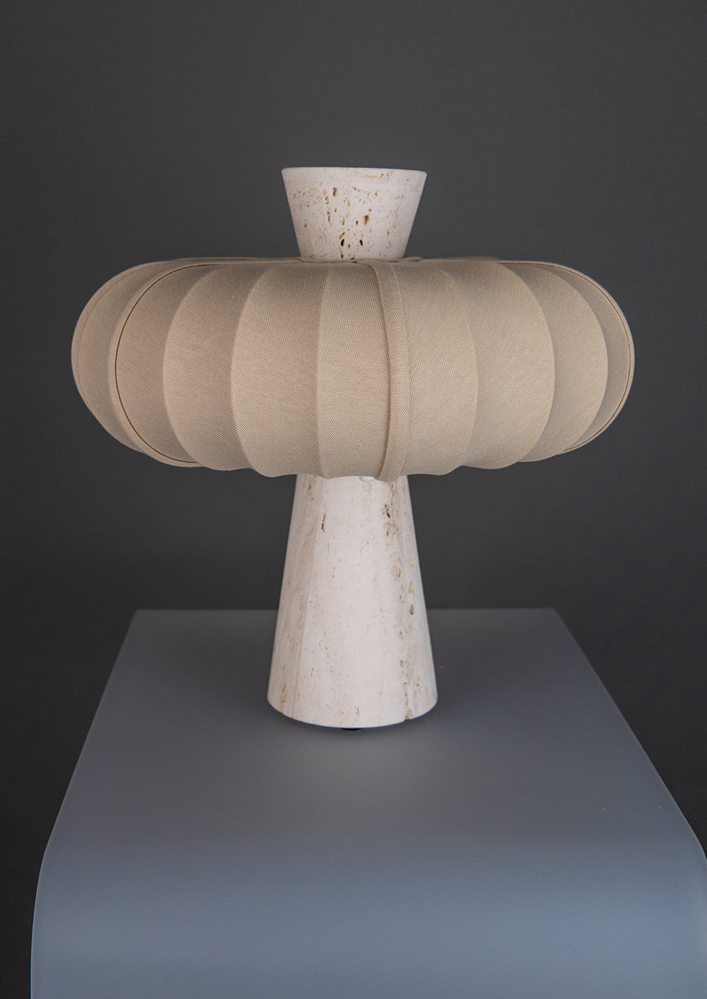 Andorra Table Lamp | Light Clay Cotton - White Travertine