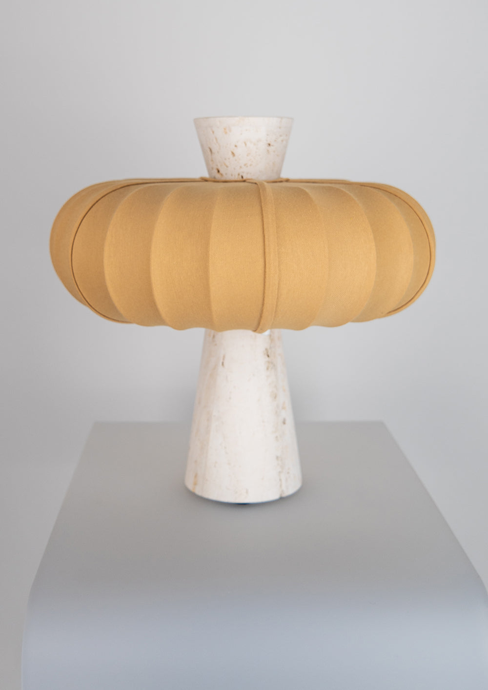 Andorra Table Lamp | Light Ochre Cotton - White Travertine