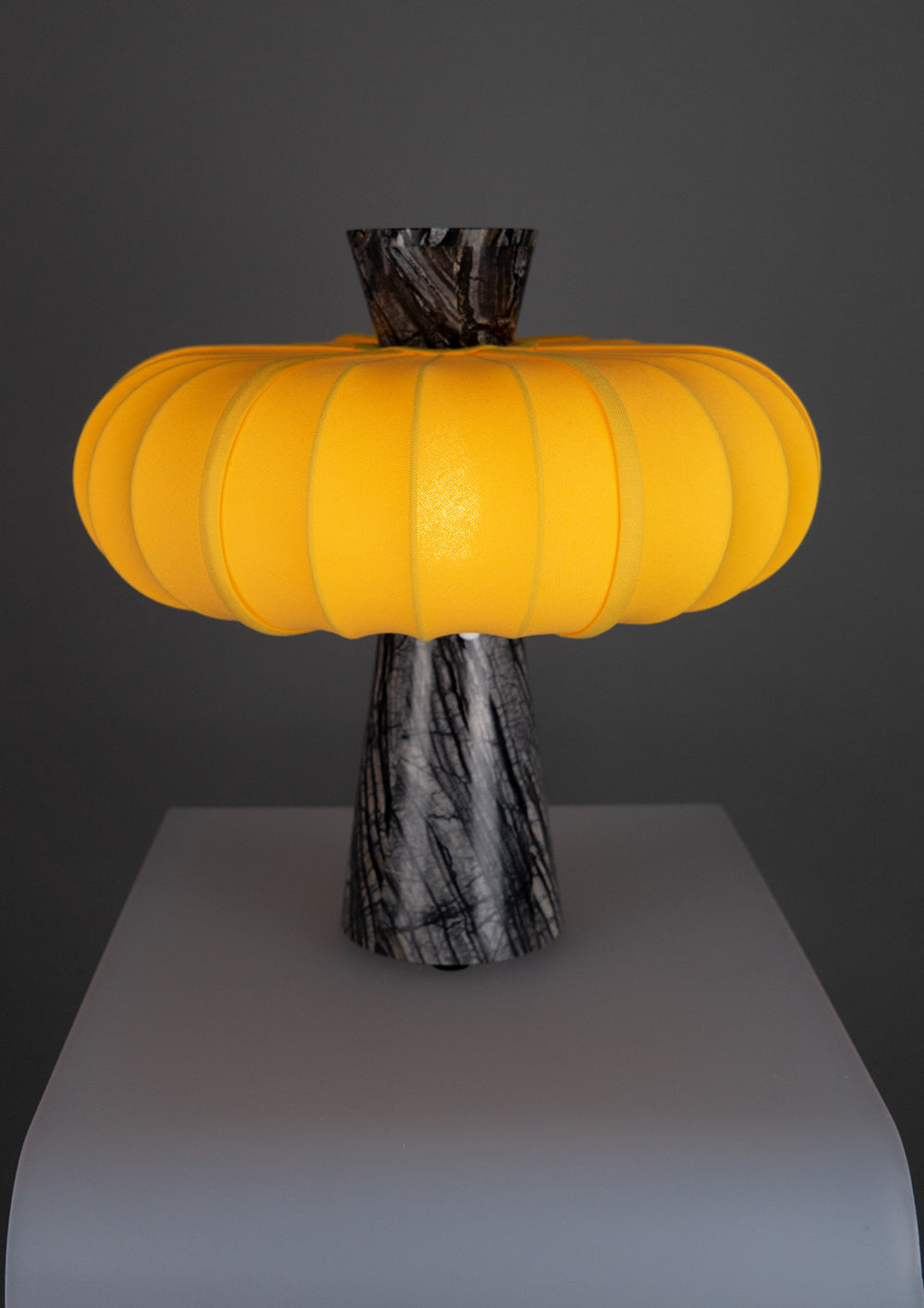 Andorra Table Lamp | Cadmium Yellow Cotton - Grenadilla Black Marble