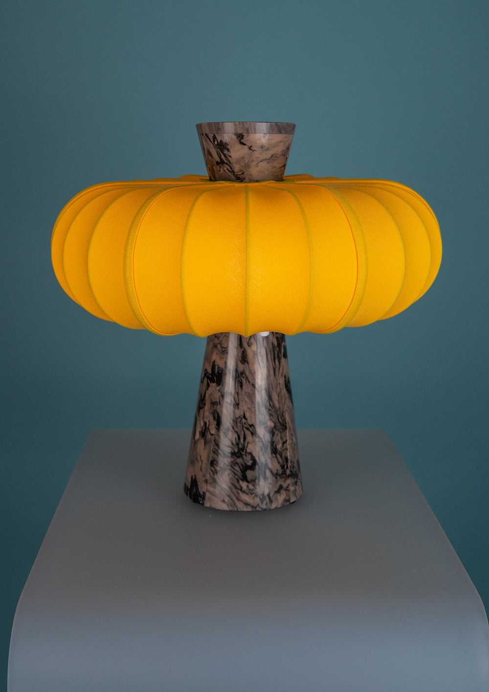 Andorra Table Lamp | Cadmium Yellow Cotton - Terrestrial Brown Marble