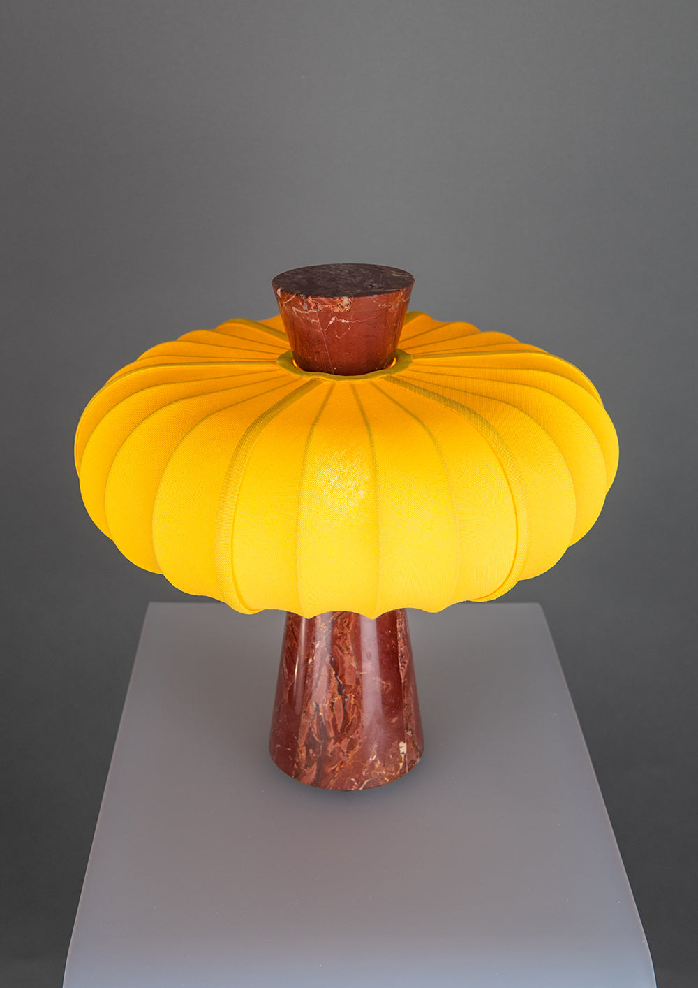 Andorra Table Lamp | Cadmium Yellow Cotton - Venetian Red Marble
