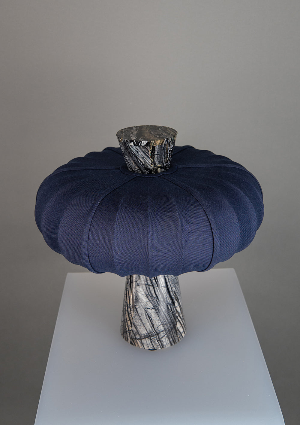 Andorra Table Lamp | Dark Cobalt Cotton - Grenadilla Black Marble