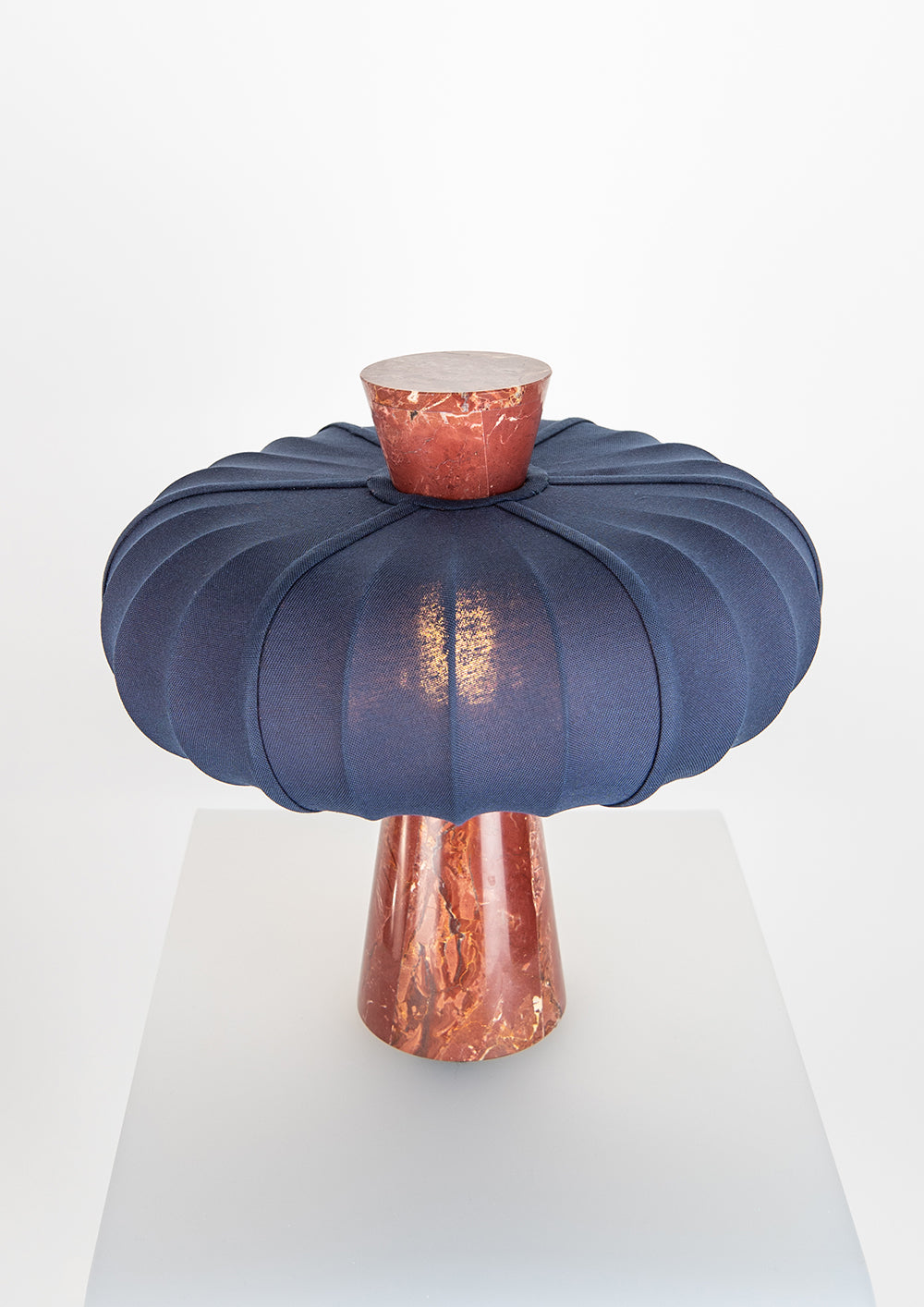 Andorra Table Lamp | Dark Cobalt Cotton - Venetian Red Marble
