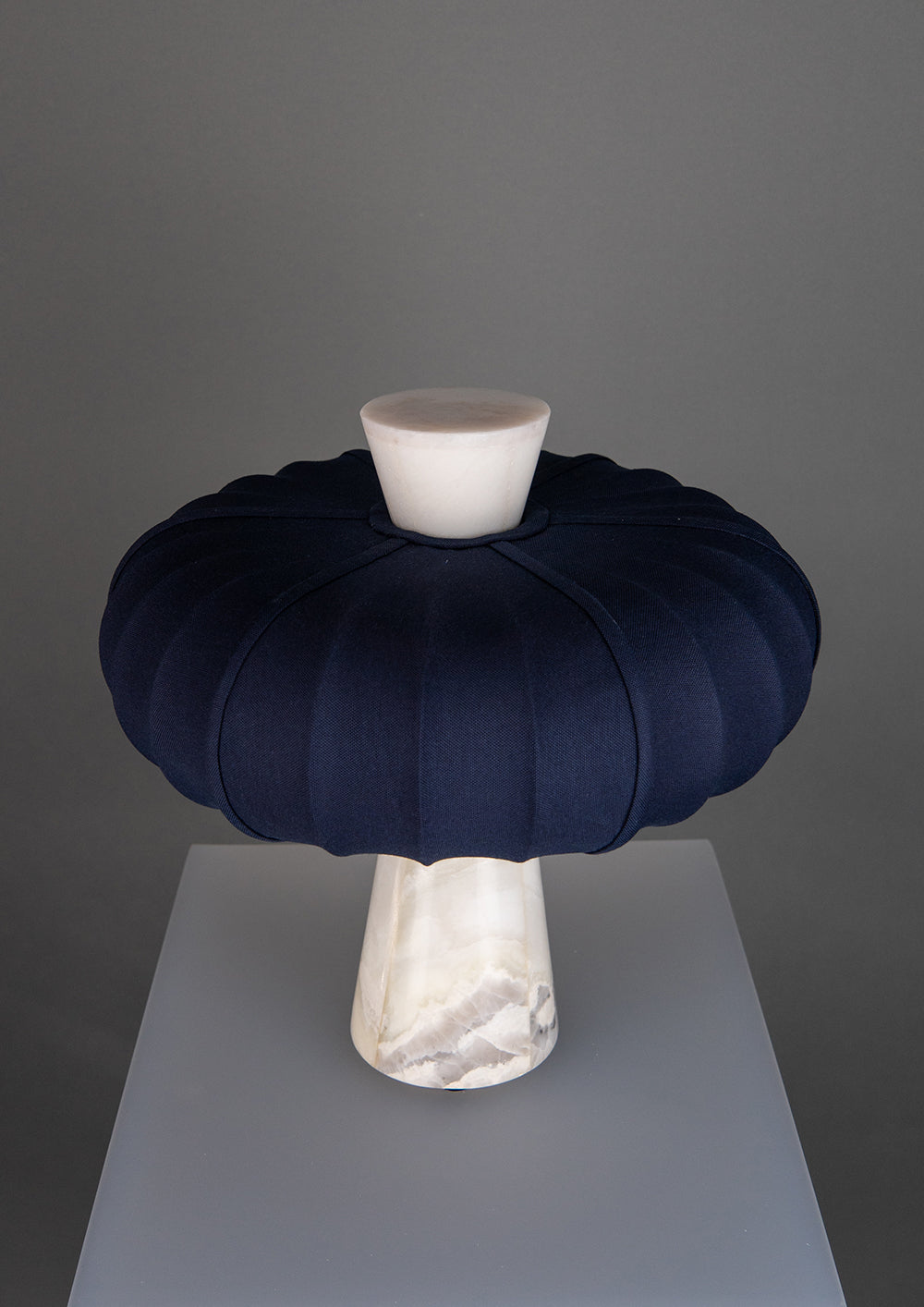 Andorra Table Lamp | Dark Cobalt Cotton - Bright Dawn White Marble