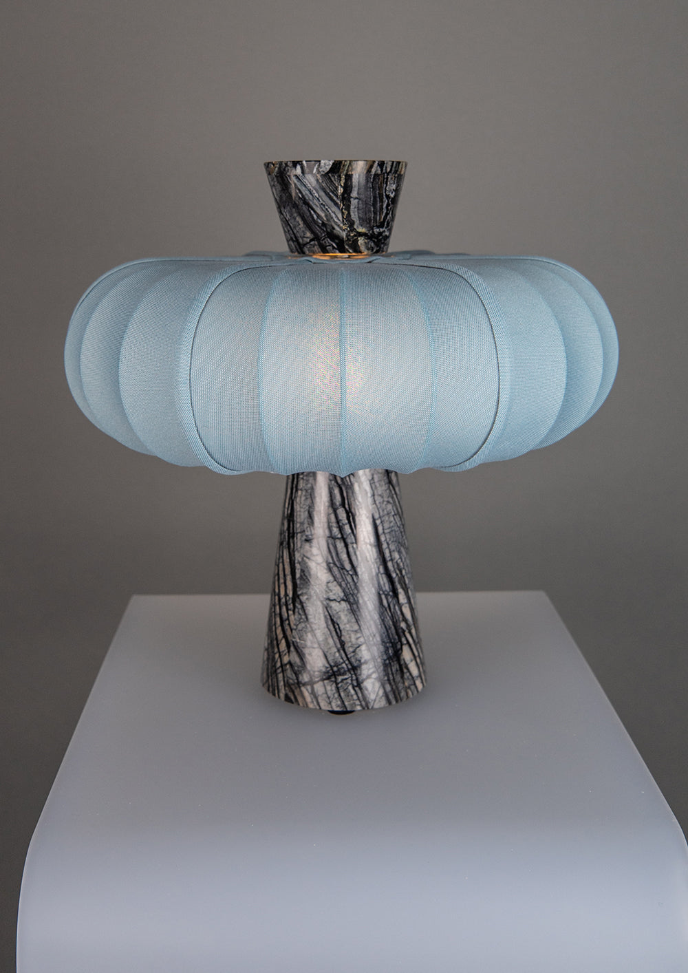 Andorra Table Lamp | Indigo Grey Cotton - Grenadilla Black Marble
