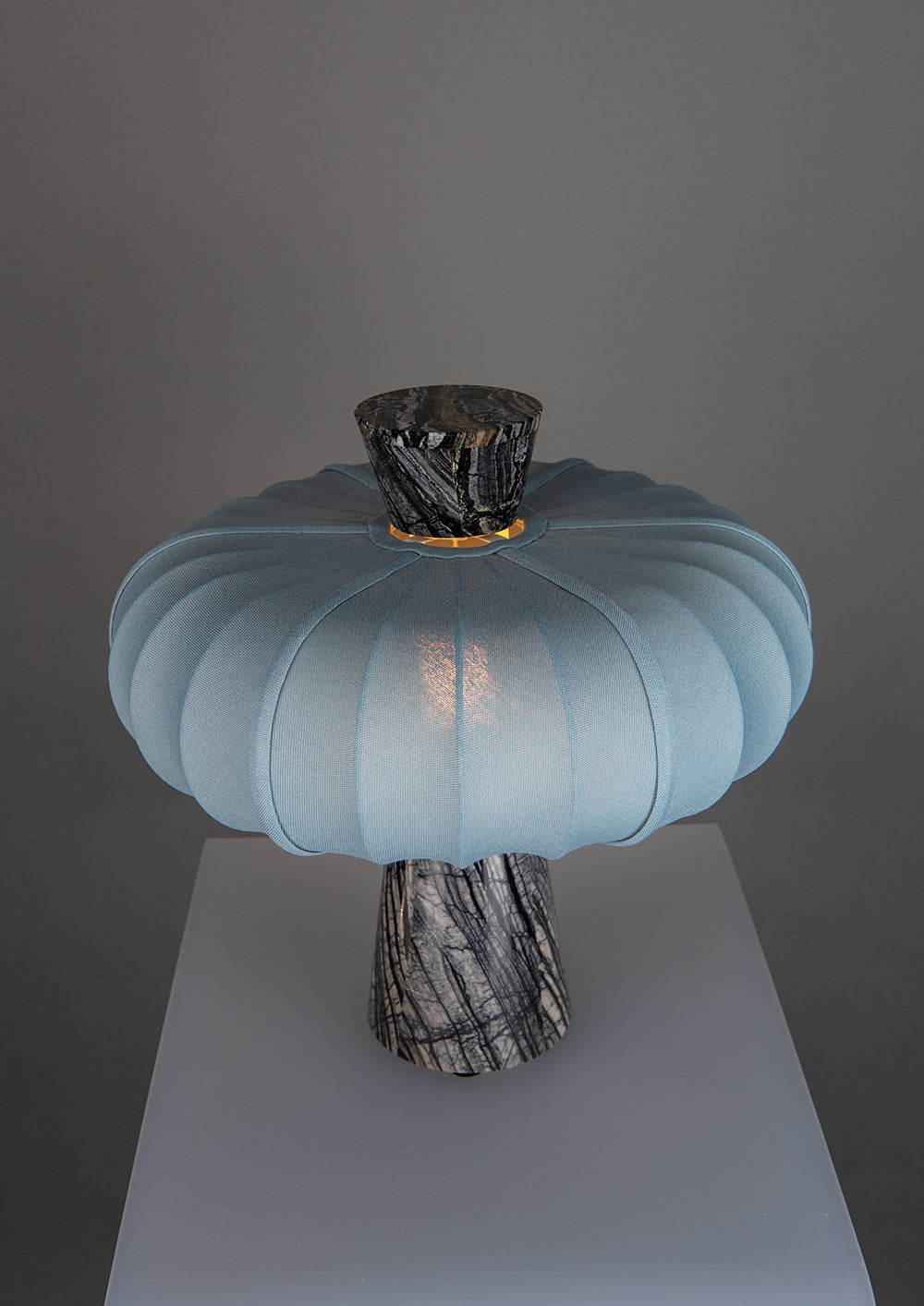 Andorra Table Lamp | Indigo Grey Cotton - Grenadilla Black Marble