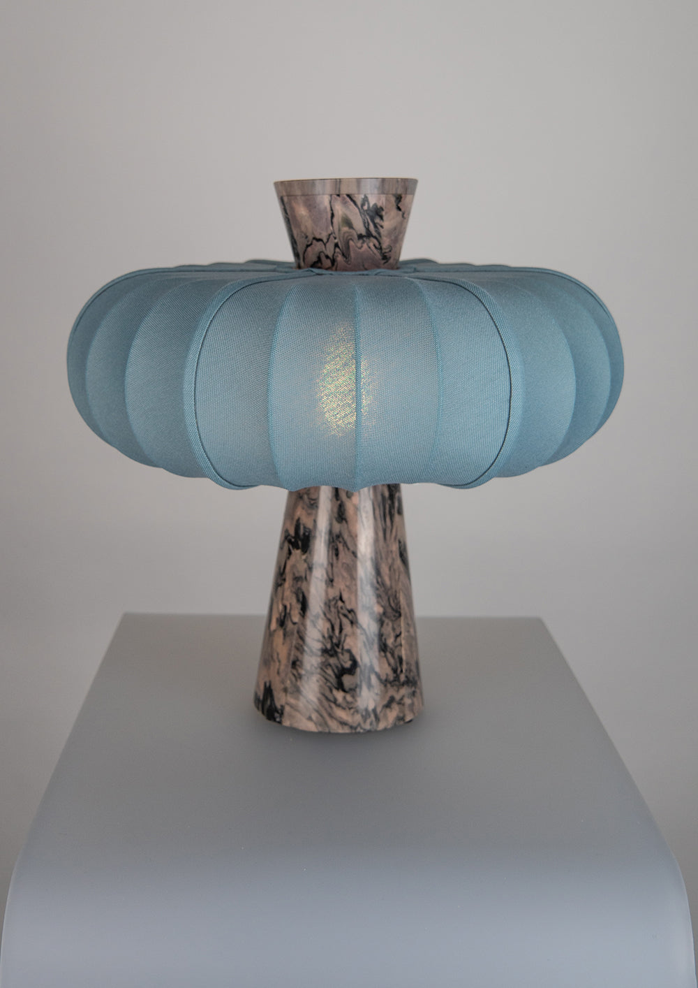 Andorra Table Lamp | Indigo Grey Cotton - Terrestrial Brown Marble