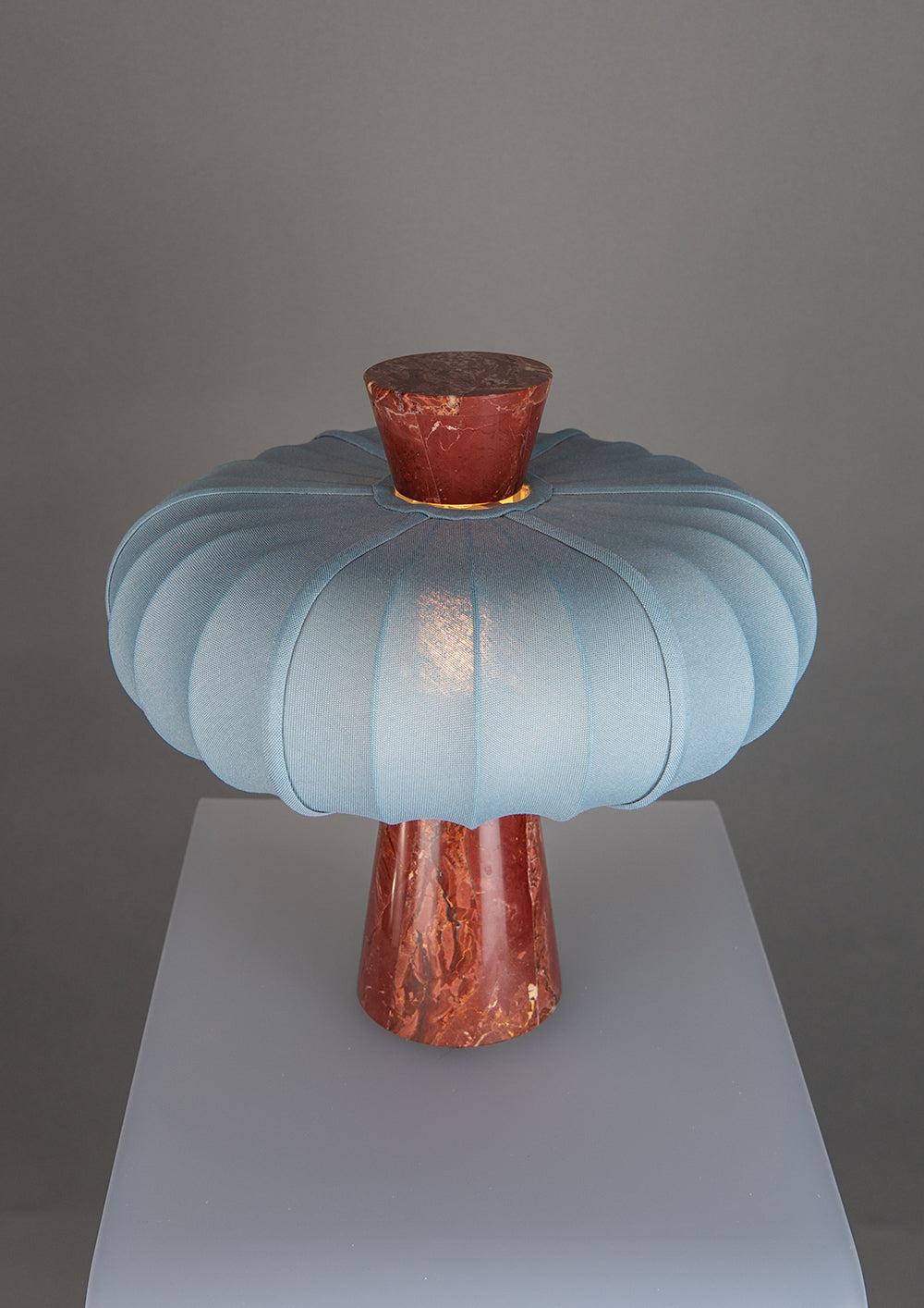 Andorra Table Lamp | Indigo Grey Cotton - Venetian Red Marble