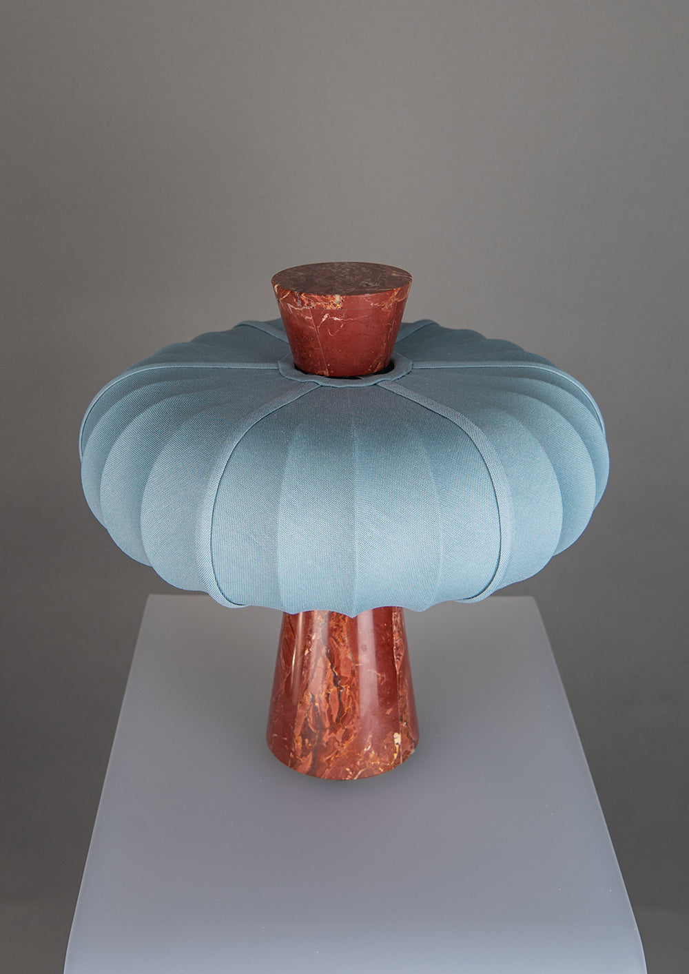 Andorra Table Lamp | Indigo Grey Cotton - Venetian Red Marble
