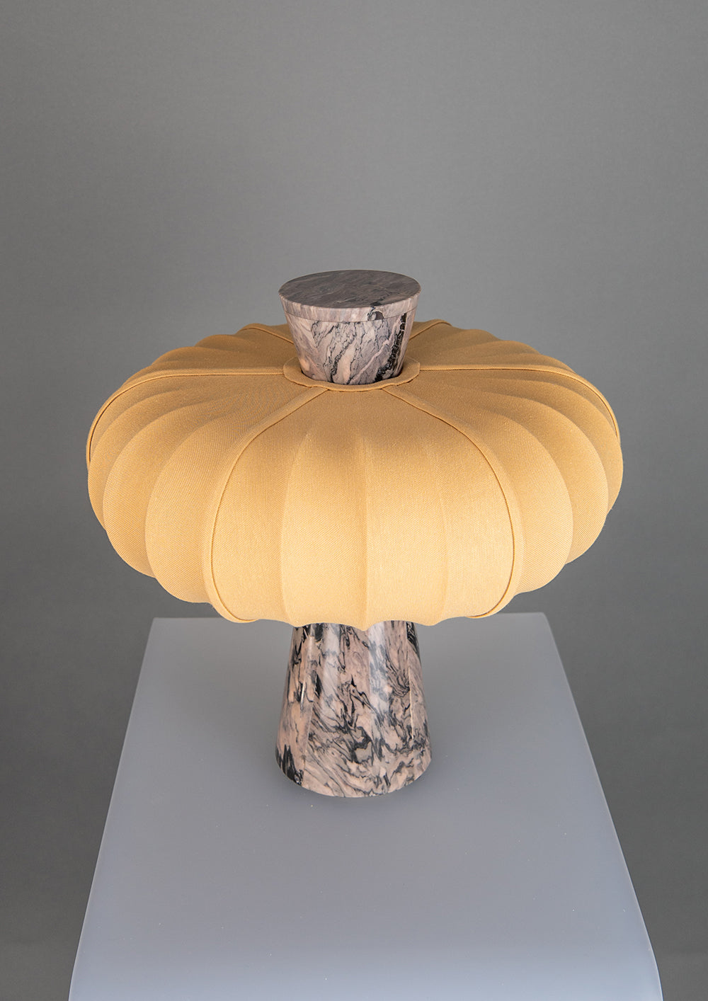 Andorra Table Lamp | Light Ochre Cotton - Terrestrial Brown Marble