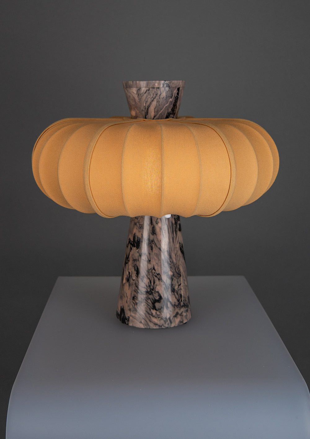 Andorra Table Lamp | Light Ochre Cotton - Terrestrial Brown Marble