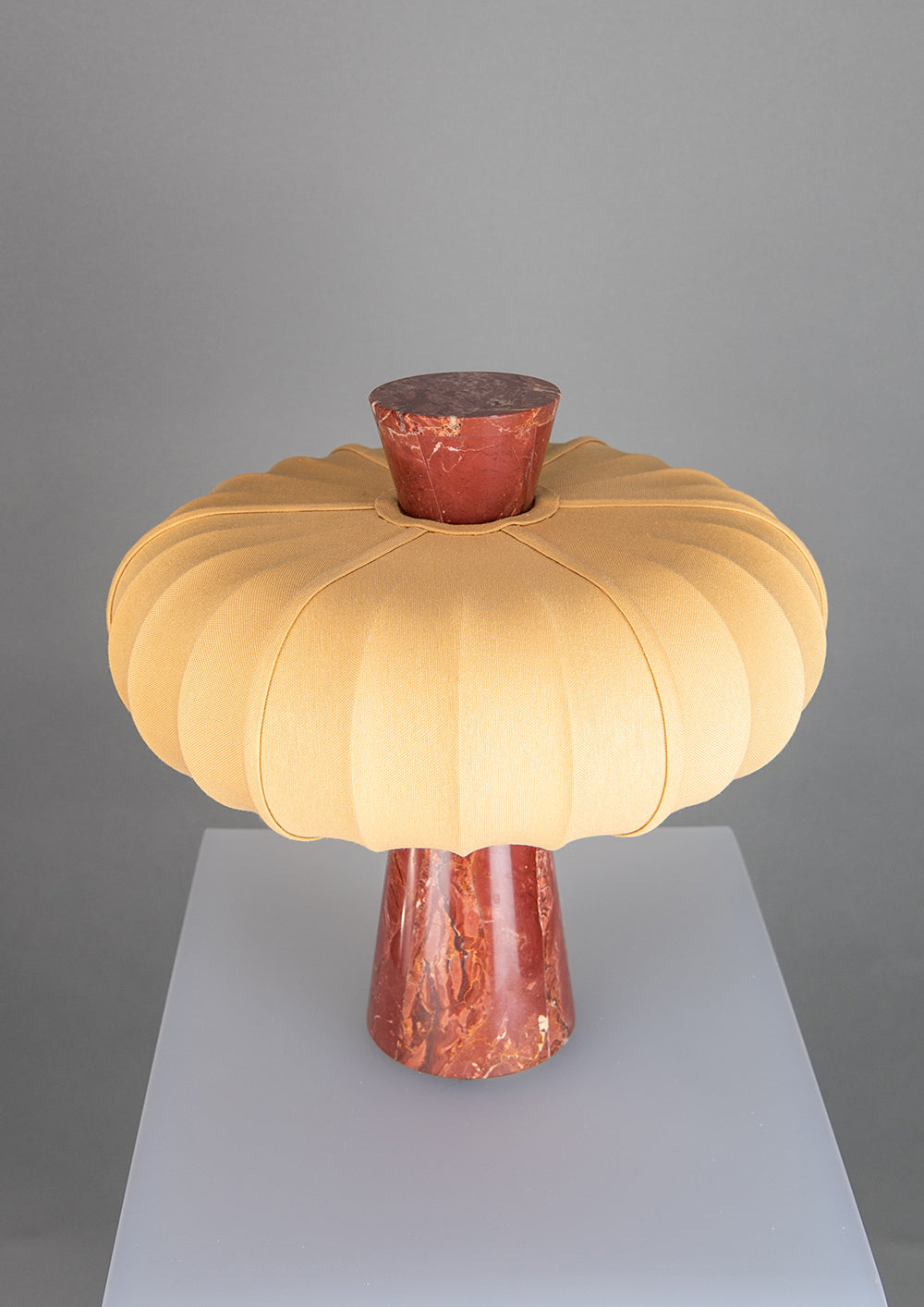 Andorra Table Lamp | Light Ochre Cotton - Venetian Red Marble
